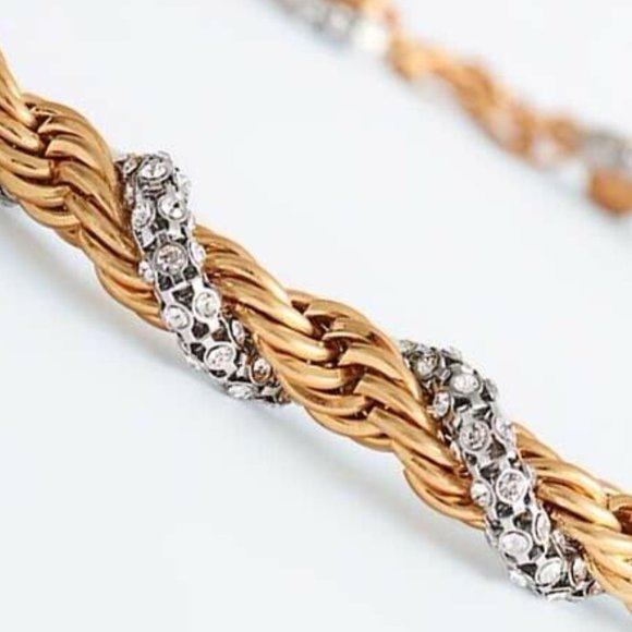 ZARA GOLD  NTERWOVEN CORD BELT RHINESTONES GOLDEN main image 10